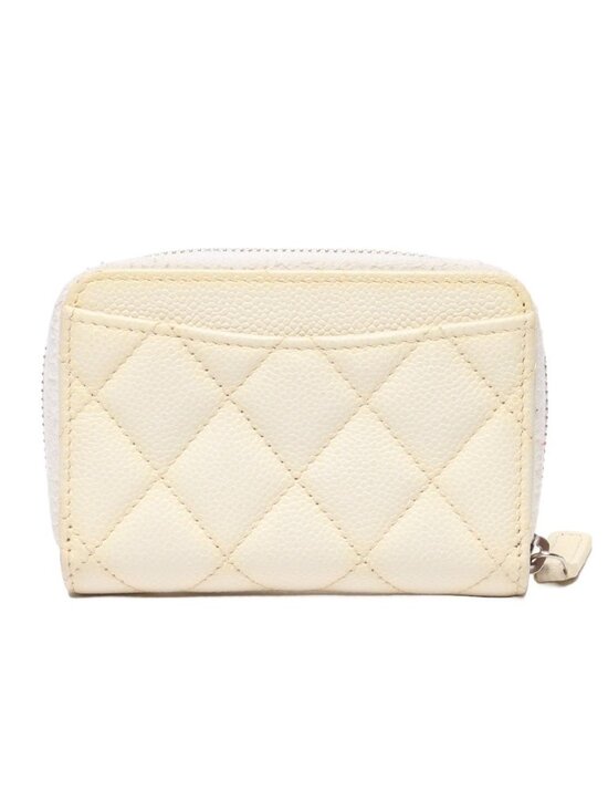 Chanel Periwinkle Quilted Caviar Flap Card Holder Chanel Coin Case Card Silver Caviar Leather Quilted